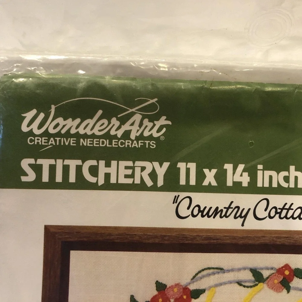 WonderArt Stitchery 11x14 Inch Picture Kit Country Cottage Wool Yarn Embroidery